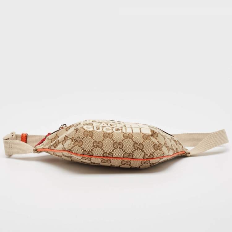 Pre Owned Gucci x The North Face Beige/Orange GG Canvas Belt Bag