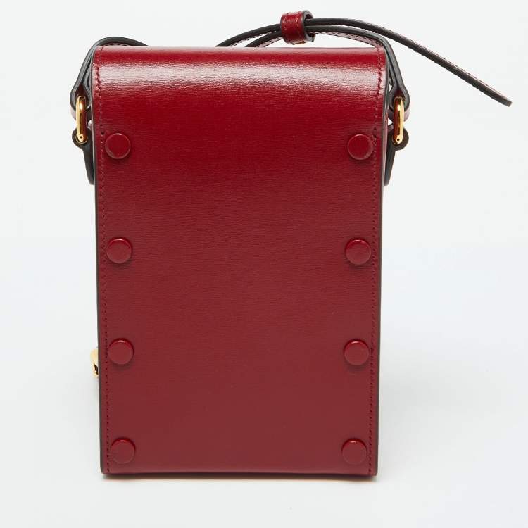 Pre Owned Gucci Red Calfskin Mini Horsebit 1955 Crossbody Bag