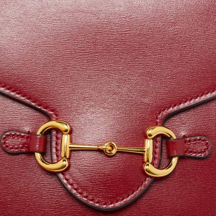 Pre Owned Gucci Red Calfskin Mini Horsebit 1955 Crossbody Bag