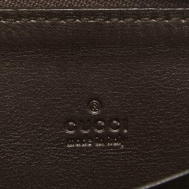 Pre Owned Gucci Black Guccissima Leather Zip Around Card Case