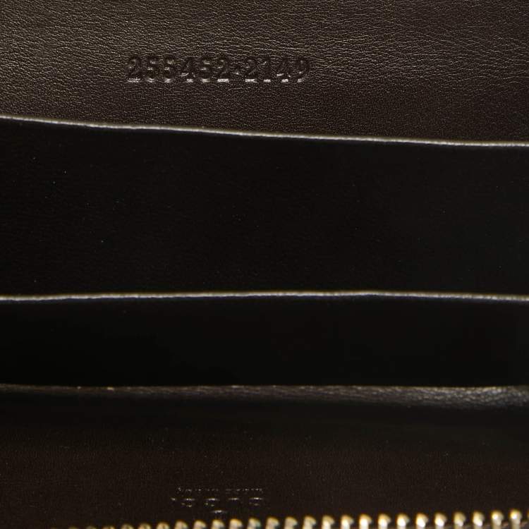 Pre Owned Gucci Black Guccissima Leather Zip Around Card Case