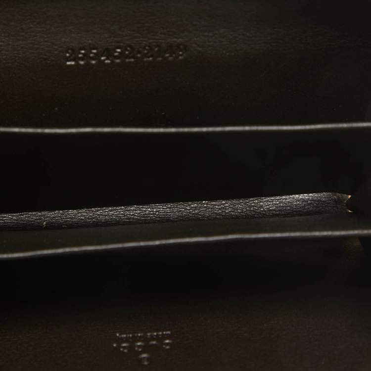 Pre Owned Gucci Black Guccissima Leather Zip Around Card Case