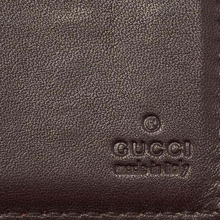 Pre Owned Gucci Dark Brown Guccissima Leather Bifold Card Case