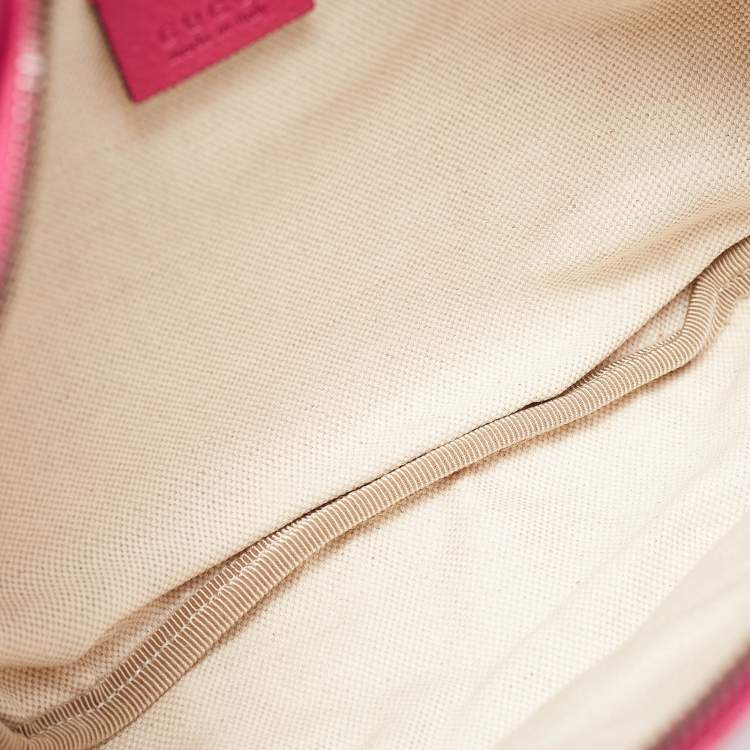 Pre Owned Gucci Pink Leather Logo Web Belt Bag