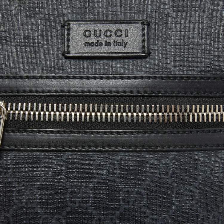 Pre Owned Gucci Black GG Supreme Canvas and Leather Crossbody Bag