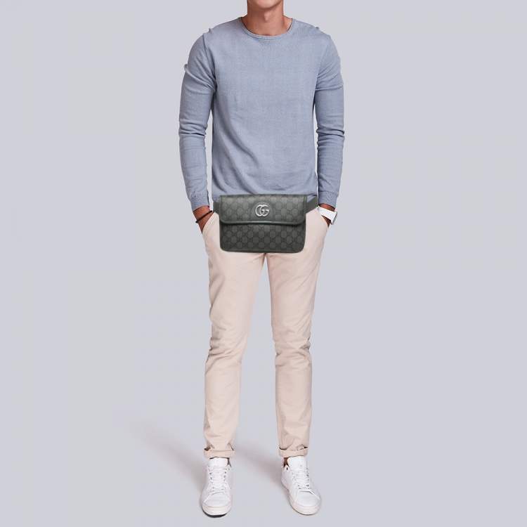 Pre Owned Gucci Grey GG Supreme Canvas Small Ophidia Belt Bag