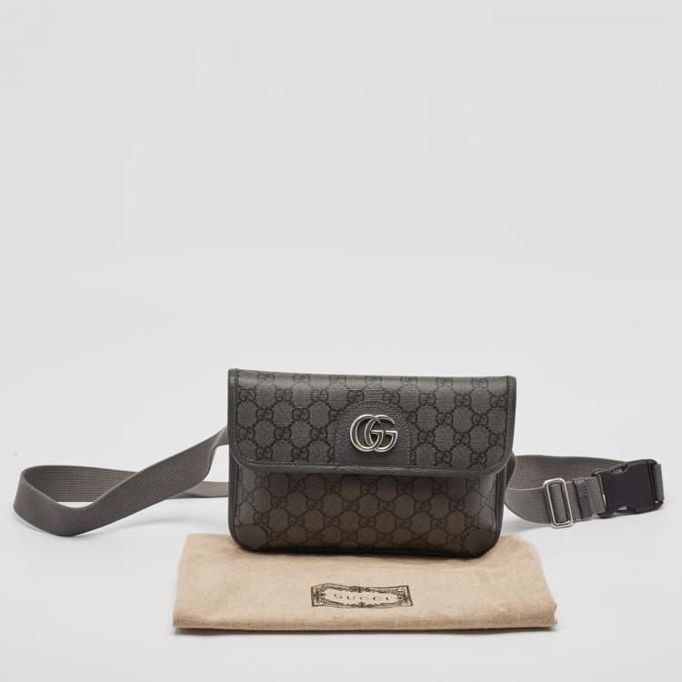 Pre Owned Gucci Grey GG Supreme Canvas Small Ophidia Belt Bag