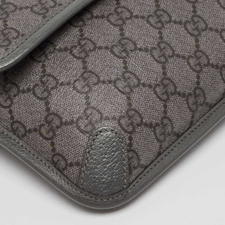 Pre Owned Gucci Grey GG Supreme Canvas Small Ophidia Belt Bag