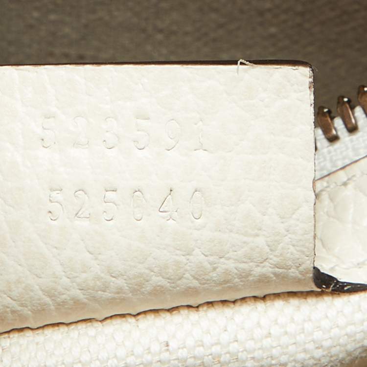 Pre Owned Gucci White Leather Logo Print Messenger Bag