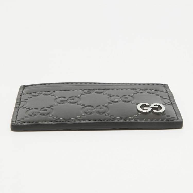 مملوكة مسبقًا Gucci Black Guccissima Leather Card Holder