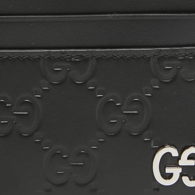 مملوكة مسبقًا Gucci Black Guccissima Leather Card Holder