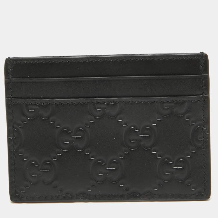 مملوكة مسبقًا Gucci Black Guccissima Leather Card Holder