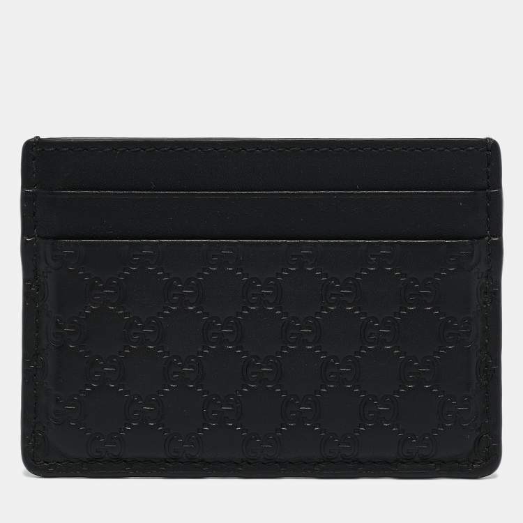 Pre Owned Gucci Black Microguccissima Leather Card Holder