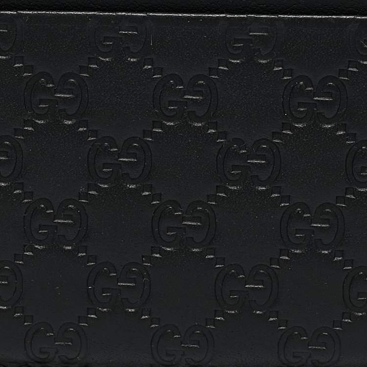 Pre Owned Gucci Black Microguccissima Leather Card Holder