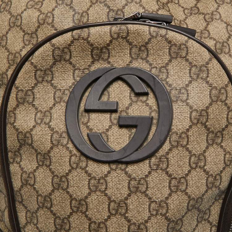 Pre Owned Gucci Beige/Brown GG Supreme Canvas Interlocking G Backpack