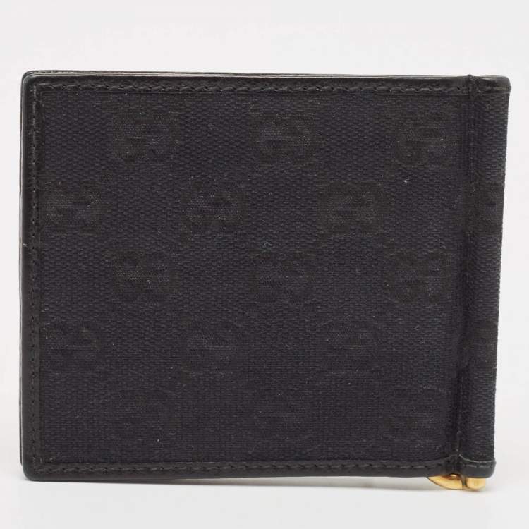 مملوكة مسبقًا Gucci Black GG Canvas Hysteria Money Clip Wallet