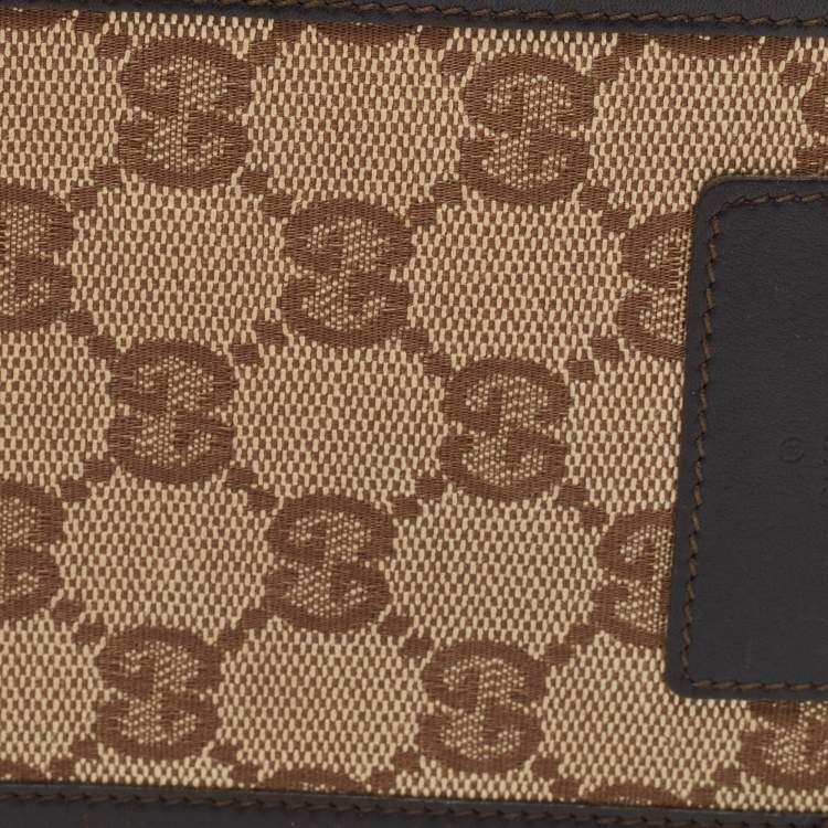 Pre Owned Gucci Beige/Brown GG Canvas and Leather Bifold Wallet