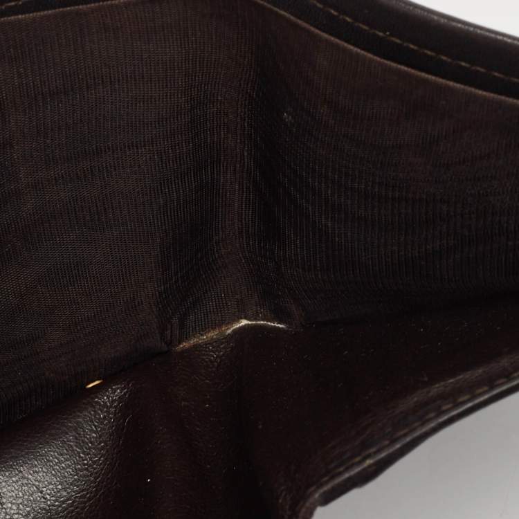 Pre Owned Gucci Beige/Brown GG Canvas and Leather Bifold Wallet