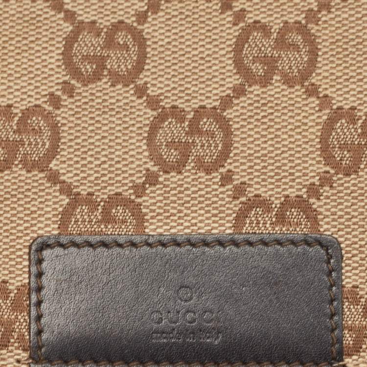Pre Owned Gucci Beige/Brown GG Canvas and Leather Bifold Wallet