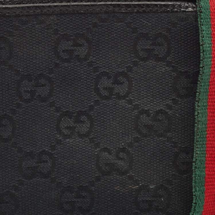 Pre Owned Gucci Black GG Canvas Web Bifold Wallet