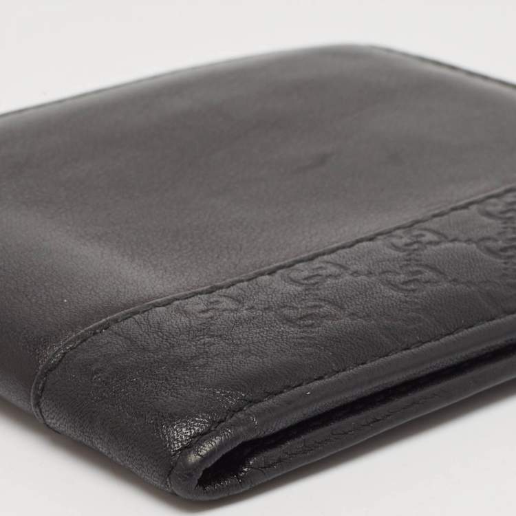 Pre Owned Gucci Black Microguccissima Leather Bifold Wallet