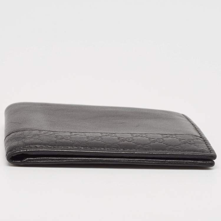 Pre Owned Gucci Black Microguccissima Leather Bifold Wallet
