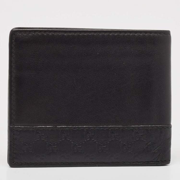 Pre Owned Gucci Black Microguccissima Leather Bifold Wallet