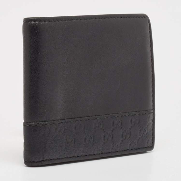 Pre Owned Gucci Black Microguccissima Leather Bifold Wallet