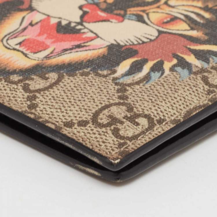 Pre Owned Gucci Beige GG Supreme Canvas Angry Cat Bifold Wallet