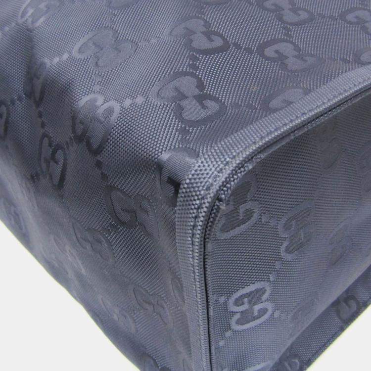 Pre Owned Gucci Off The Grid Nylon Leather Handbag Shoulder Bag Black Navy