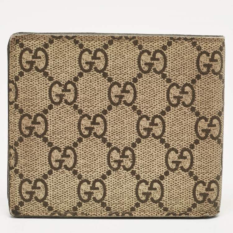 Pre Owned Gucci Beige GG Supreme Canvas Tiger Print Bifold Wallet