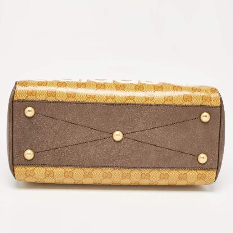 Pre Owned Gucci x Adidas Brown/Beige GG Crystal Canvas and Leather Mini Duffle Bag