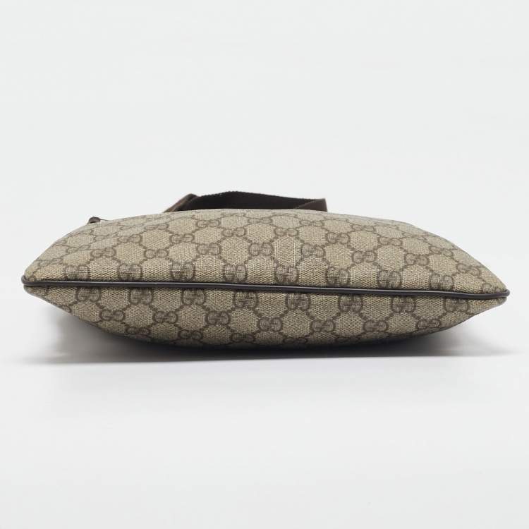 Pre Owned Gucci Beige GG Supreme Canvas Flat Messenger Bag