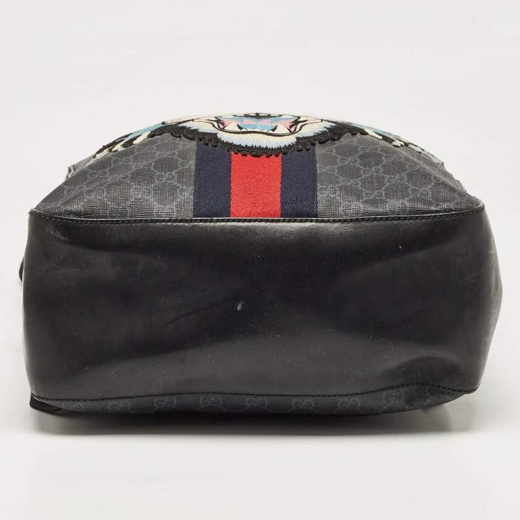 Pre Owned Gucci Black GG Supreme Canvas and Leather Angry Cat Backpack