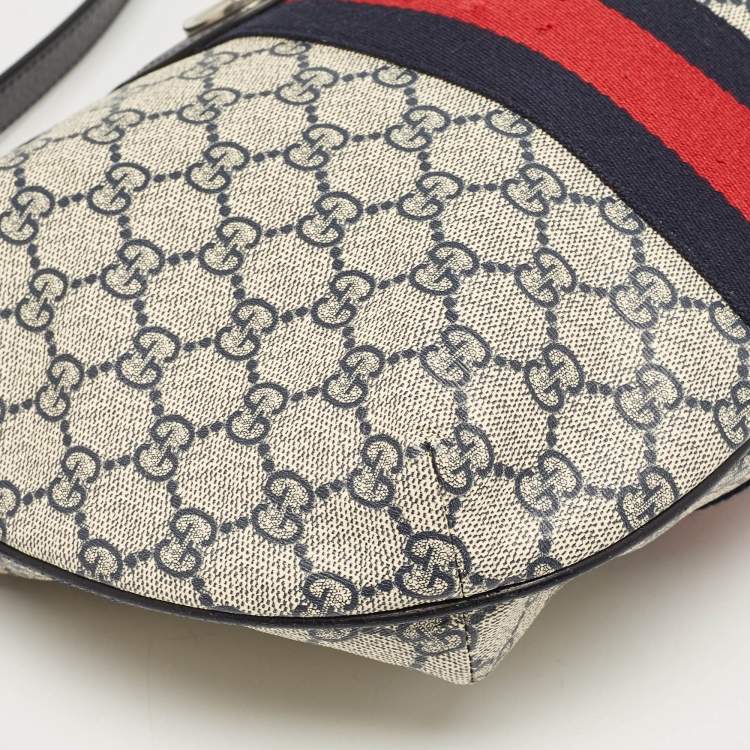 Pre Owned Gucci Blue GG Supreme Canvas Small Ophidia Crossbody Bag