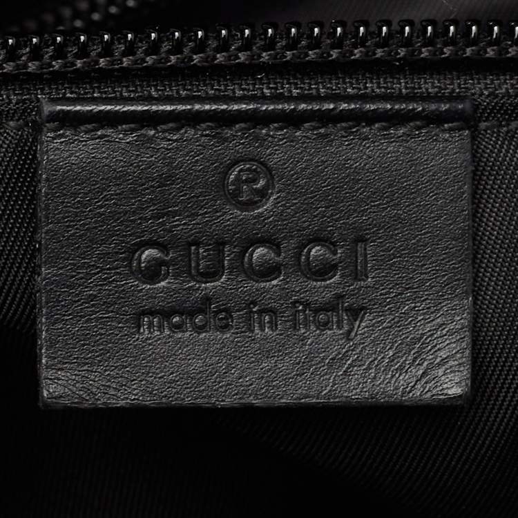 Pre Owned Gucci Black Leather and Nylon Web Fold Over Backpack