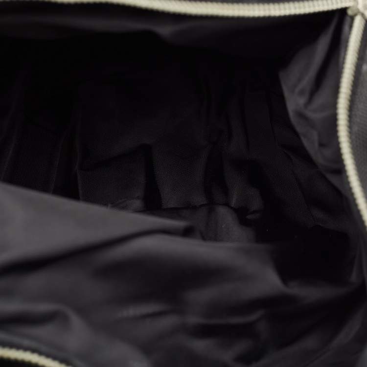 Pre Owned Gucci Black Leather and Nylon Web Fold Over Backpack