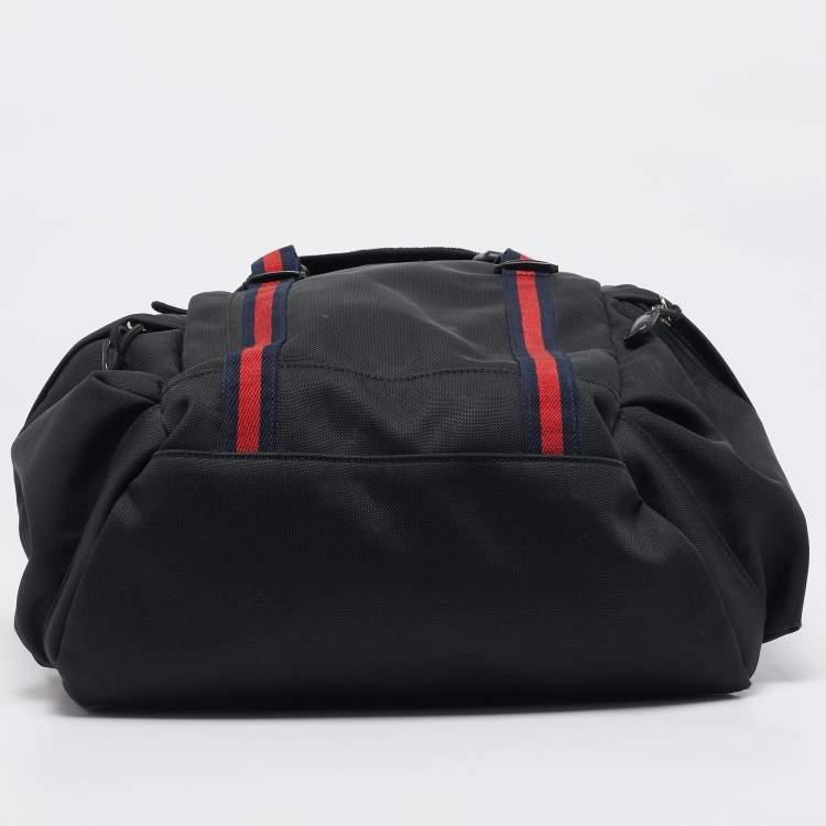 Pre Owned Gucci Black Nylon Web Drawstring Backpack