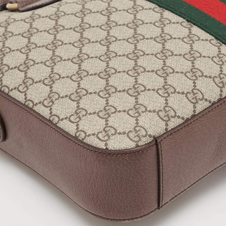 Pre Owned Gucci Brown/Beige GG Supreme Canvas Web Ophidia Briefcase