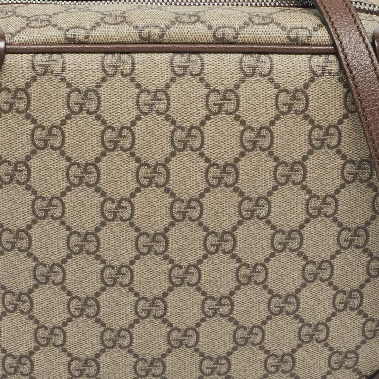 Pre Owned Gucci Beige/Ebony GG Supreme Canvas and Leather Square Messenger Bag