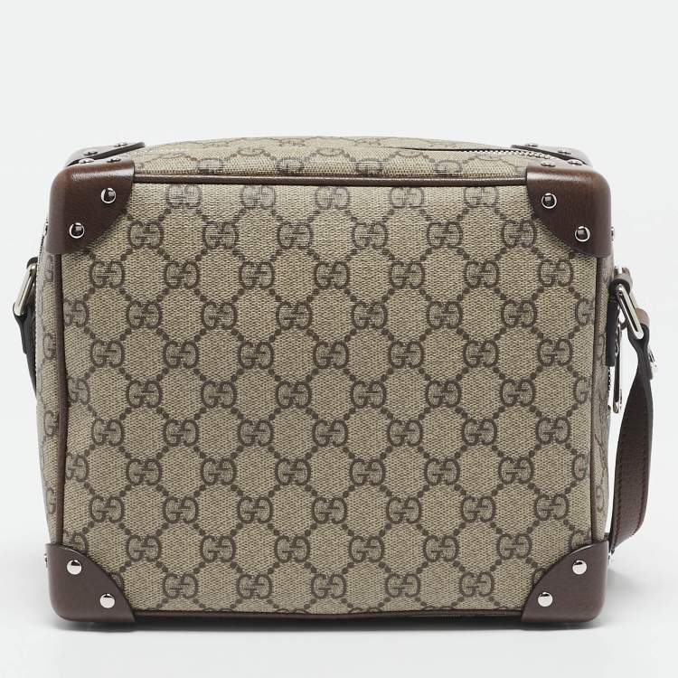 Pre Owned Gucci Beige/Ebony GG Supreme Canvas and Leather Square Messenger Bag