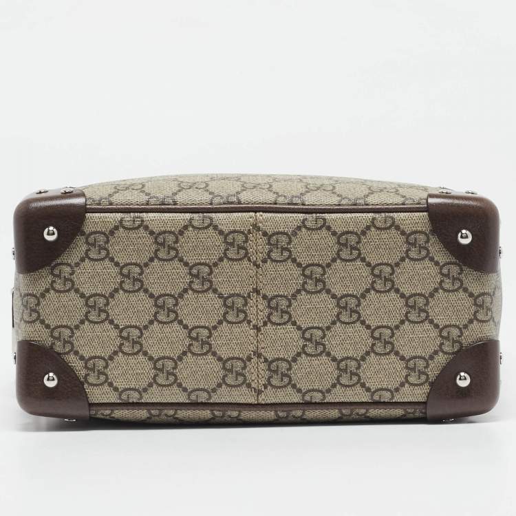 Pre Owned Gucci Beige/Ebony GG Supreme Canvas and Leather Square Messenger Bag