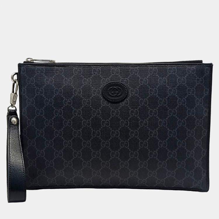 مملوكة مسبقًا Gucci Black Canvas Interlocking Clutch