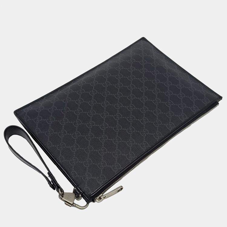 مملوكة مسبقًا Gucci Black Canvas Interlocking Clutch