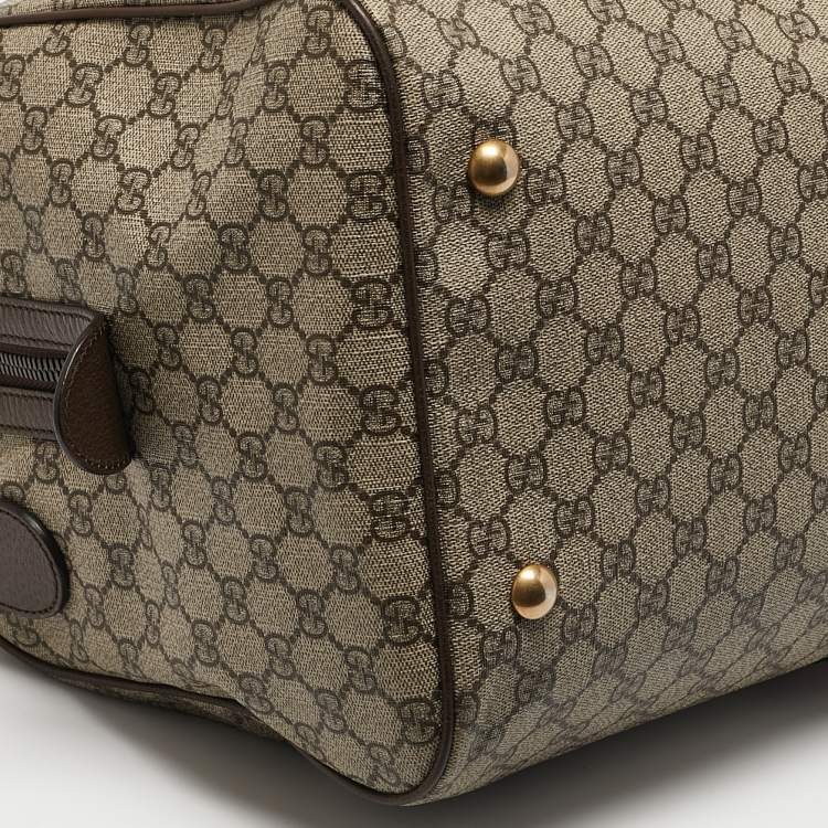 Pre Owned Gucci Brown/Beige GG Supreme Canvas Web Ophidia Carry-On Duffle Bag 