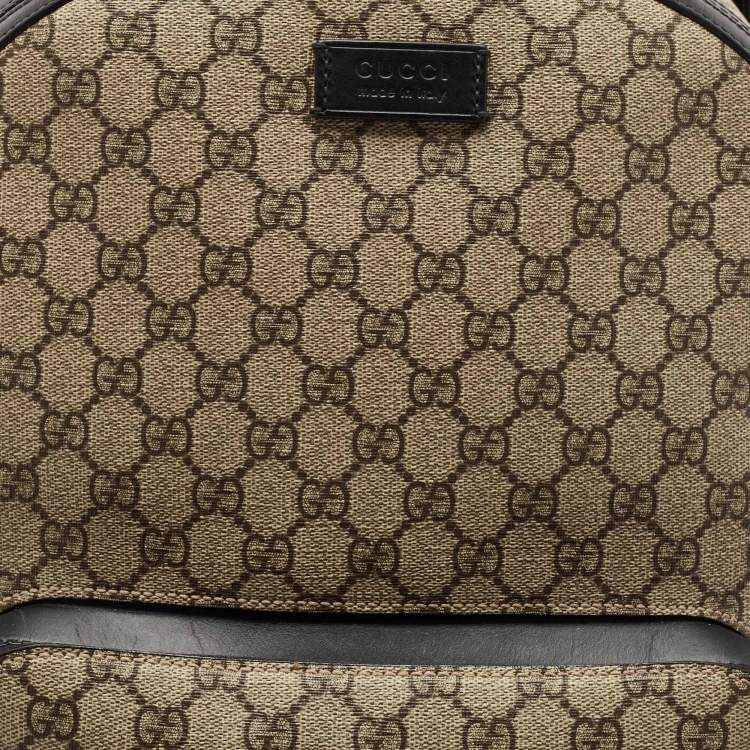 Pre Owned Gucci Beige/Black GG Supreme Canvas and Leather Eden Backpack