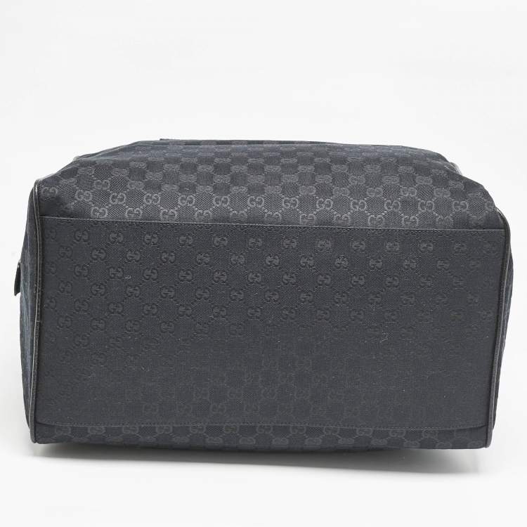 Pre Owned Gucci Black GG Canvas Web Boston Duffel bag