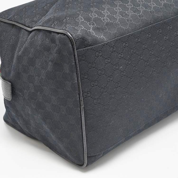 Pre Owned Gucci Black GG Canvas Web Boston Duffel bag