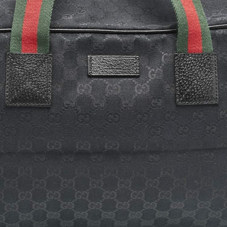 Pre Owned Gucci Black GG Canvas Web Boston Duffel bag