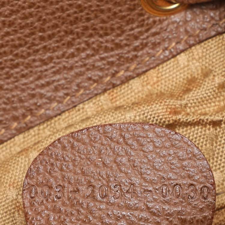 مملوكة مسبقًا Gucci Brown Suede and Leather Bamboo Drawstring Backpack